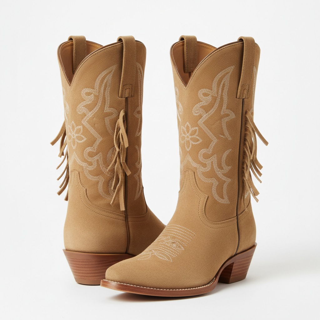 Tan Suede Cowboy Boots